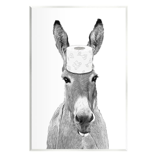 Stupell Industries Donkey Toilet Paper Funny Bathroom Wall Plaque Art